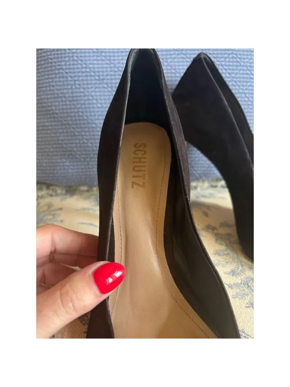 NWOB Schutz Black Suede Pointed Toe Heels Size 8.5B - Picture 2 of 5